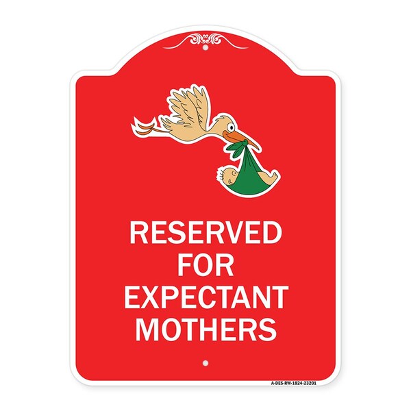 Signmission Reserved for Expectant Mothers With Stork & Baby Graphic, Red & White Architectural, RW-1824-23201 A-DES-RW-1824-23201 - main
